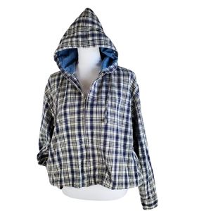 Quizzes Jeans Co zip front plaid hooded jacket M